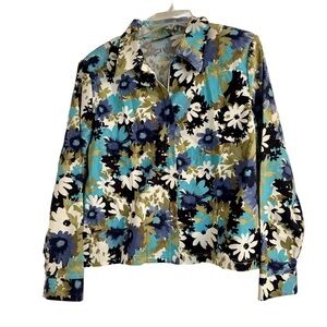 Cynthia Max Relax Floral Zip Front Lightweight Jacket Top Women’s L